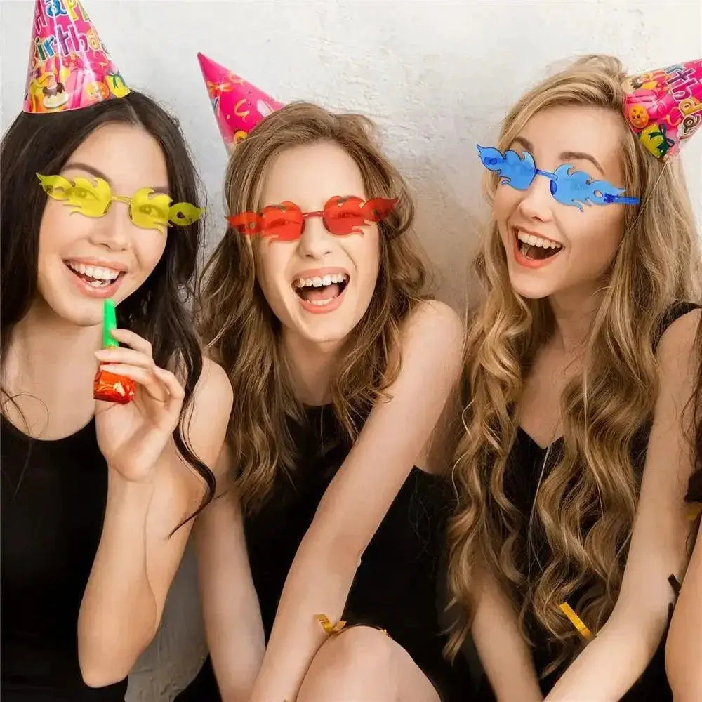 Rimless Flame Sunglasses For Women UV400 Protection