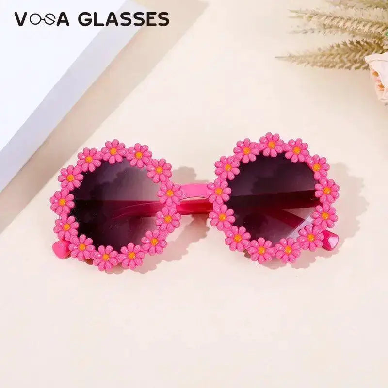 Cute Sunflower Round Sunglasses for Girls UV Protection