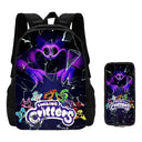 2 Pcs Set Smiling Anime Critters Backpack With Pencil Bags