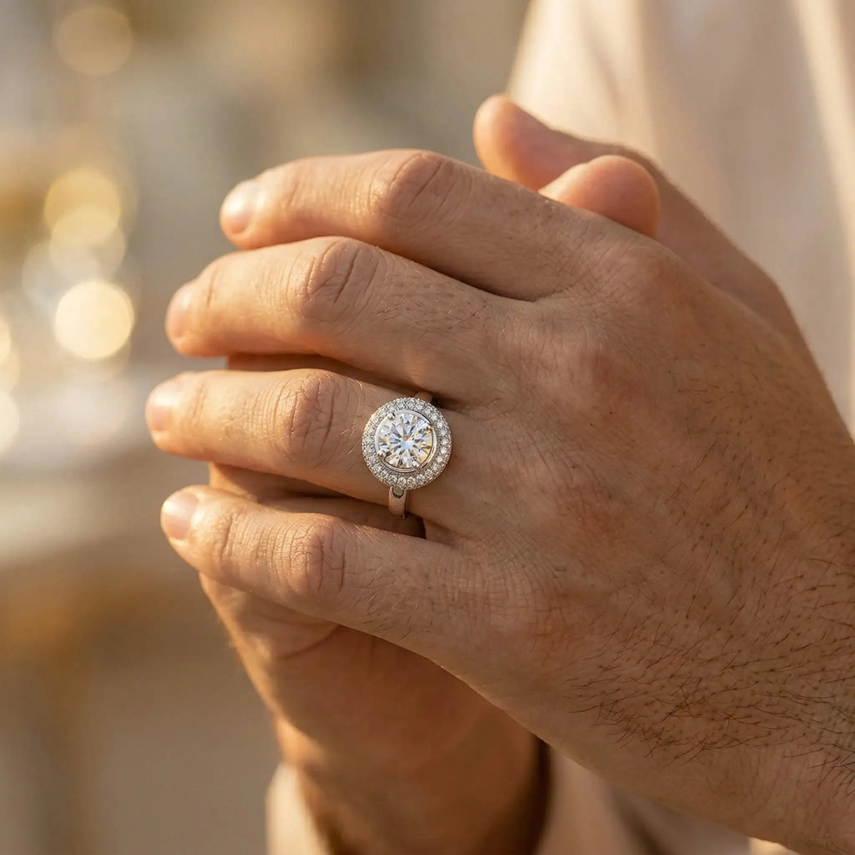 Moissanite Ring in Sterling Silver Double — product view 5
