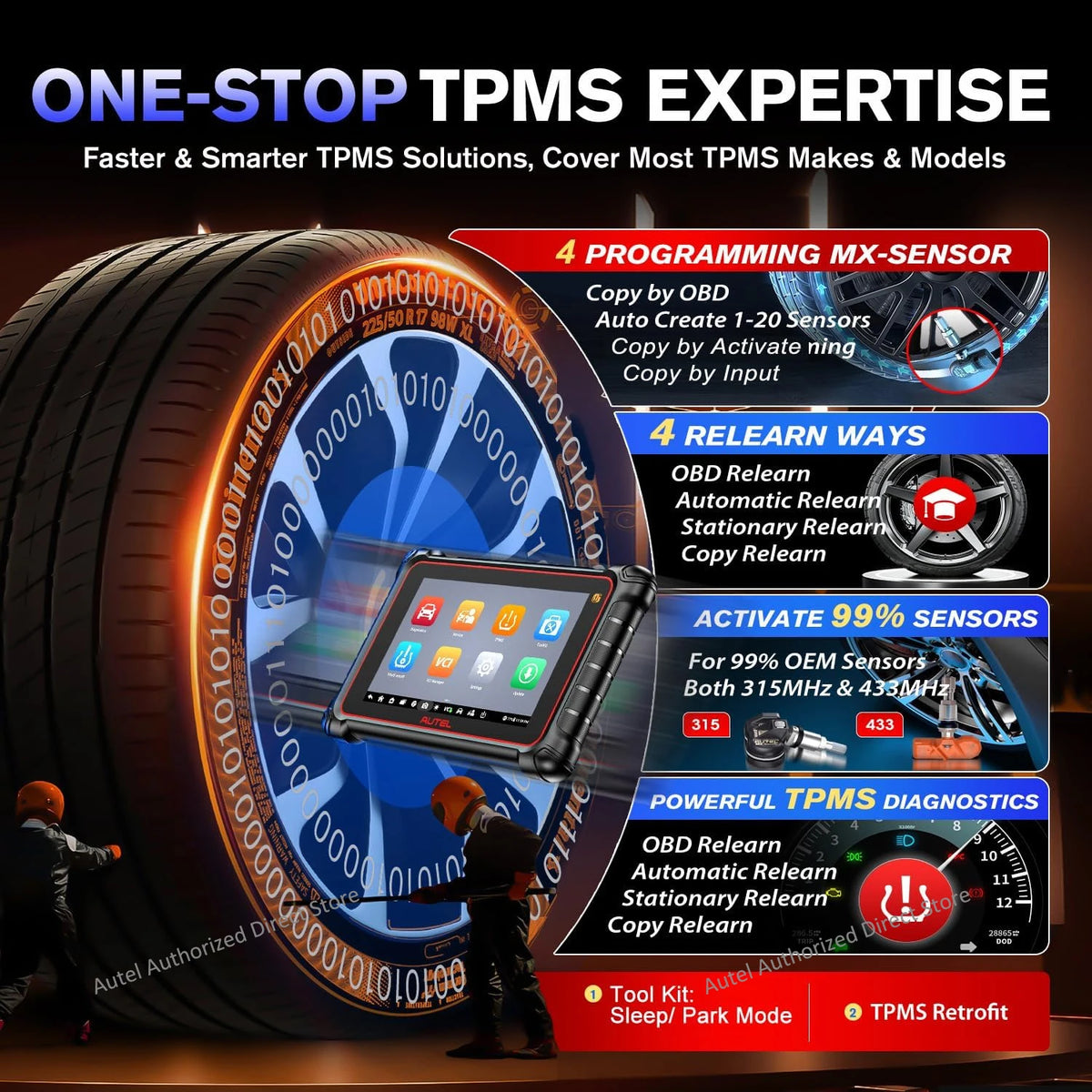 Autel MaxiTPMS MK900TS TPMS Diagnostic Tool Full Systems Wireless OBD2 Scanner, 3000+ Active Tests, CANFD DoIP, Scan VIN/License