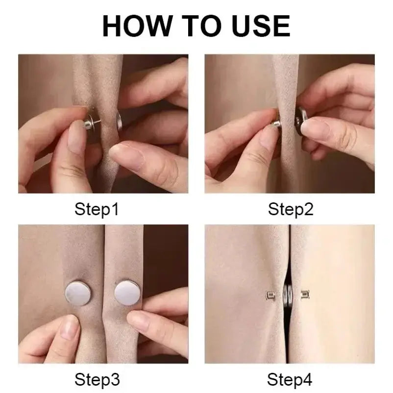 Curtain Magnetic Button Detachable Fastener Clip 4 Pairs