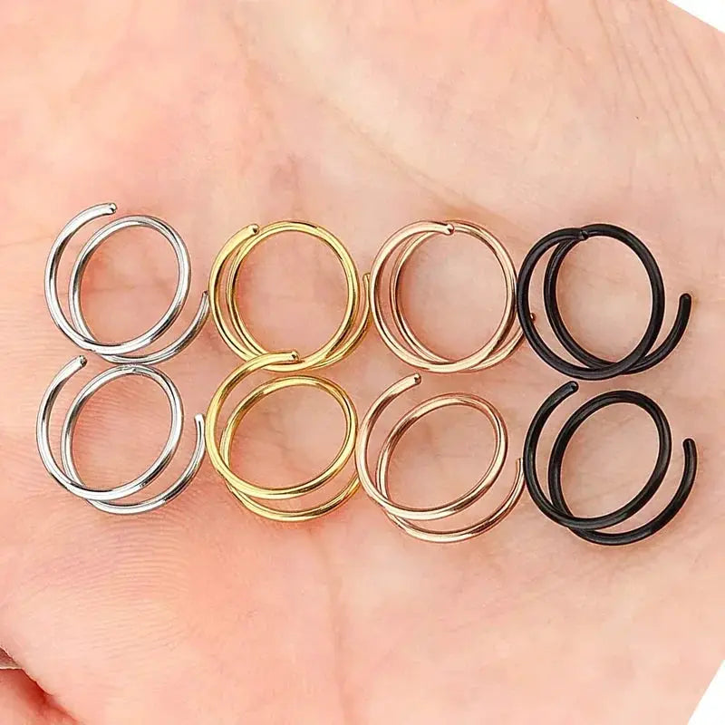 316L Stainless Steel Double Spiral Nose Hoop Ring 1 Piece