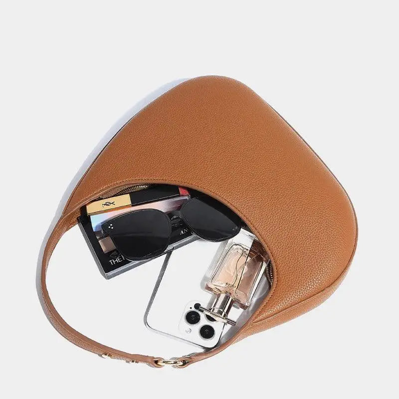 Vintage Half Moon Bag For Women Luxury Designer PU Purse