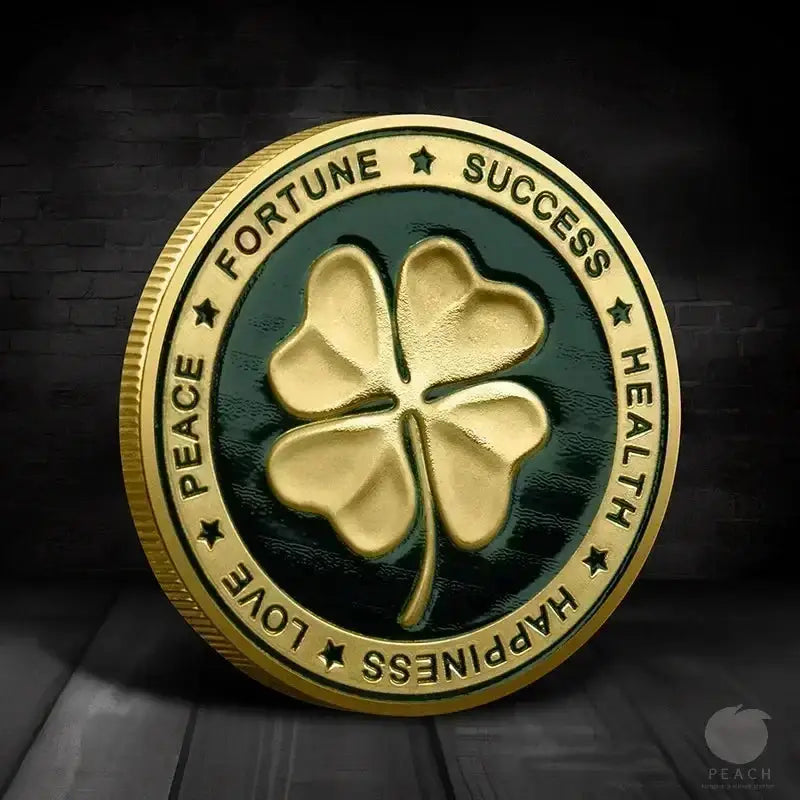 Lucky Commemorative Coin – Double Sided Four Leaf Clover & Elephant, Perfect Gift for Wealth, Health & Success