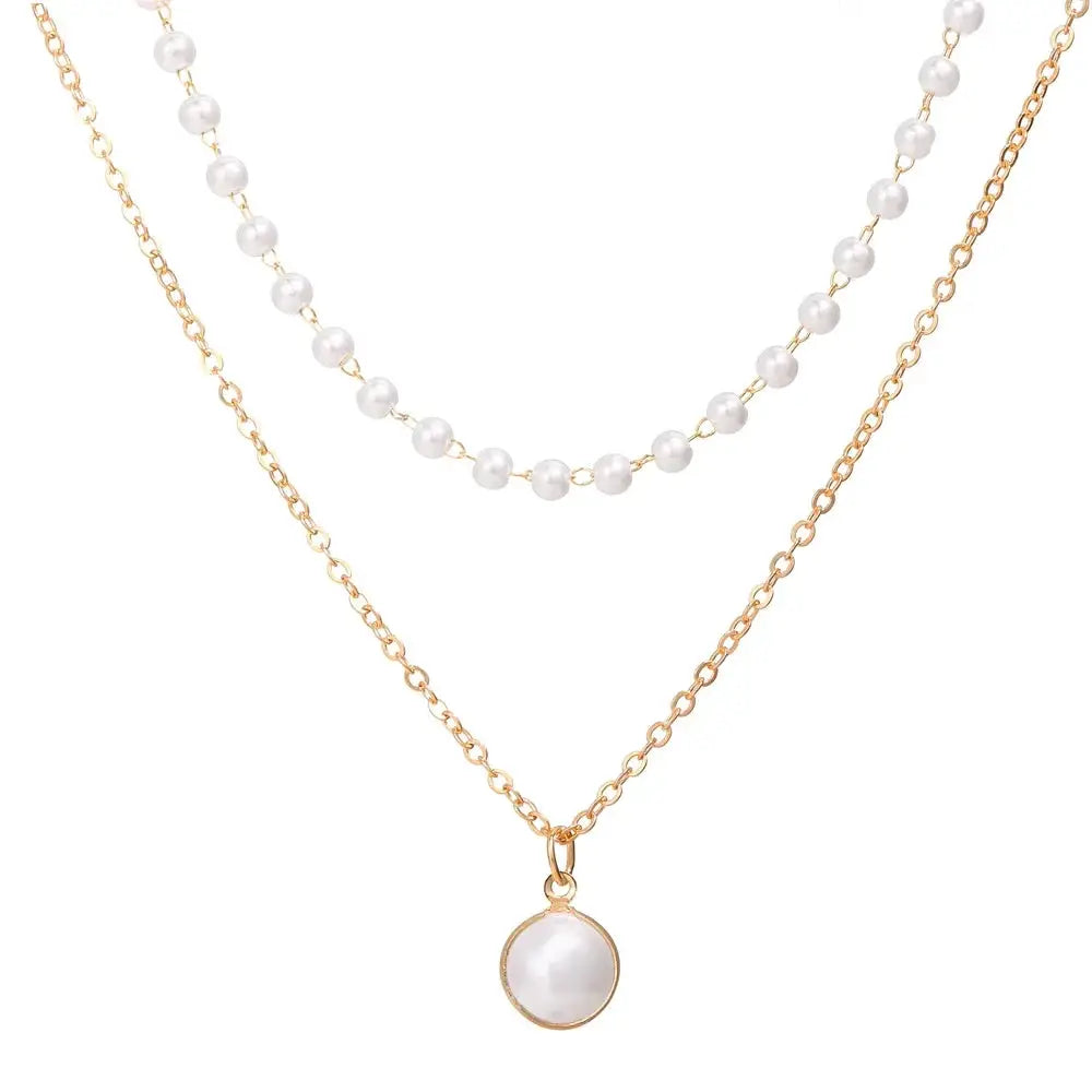 European Vintage Beaded Pearl Choker Necklace for Women
