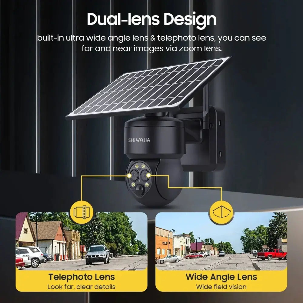 SHIWOJIA 8W 6MP Solar Camera 4G SIM 12X Zoom CCTV Video