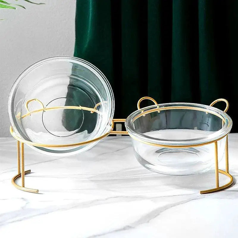 Elevated Glass Cat Bowls With Stand For Stylish Feeding