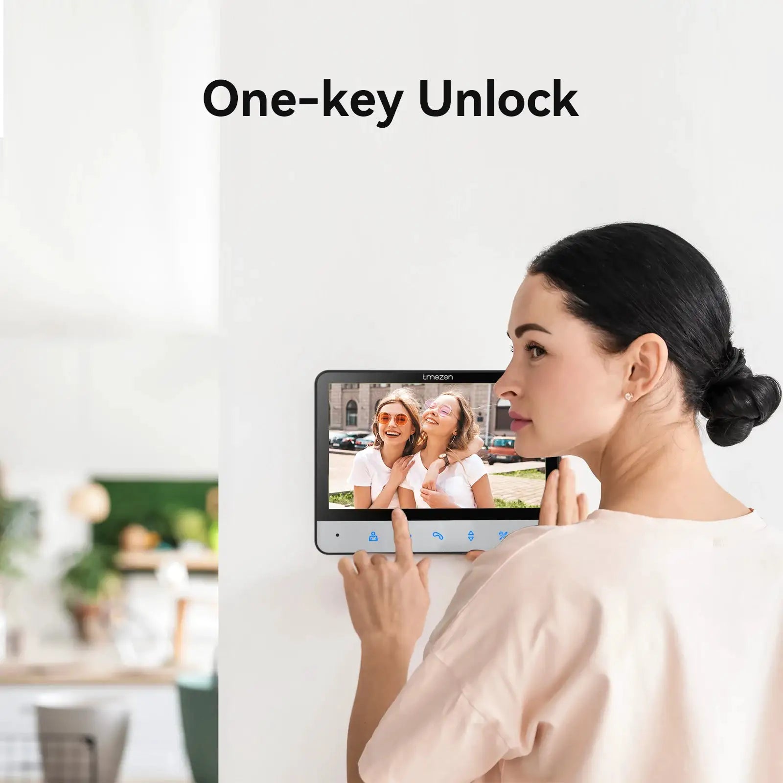 TMEZON Video Door Intercom Doorbell Intercom System, 7 Inch 1 Monitor 1 Camera Touch Button, Night Vision