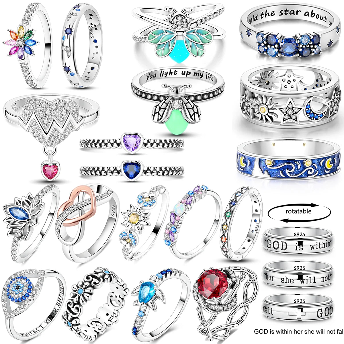 Sterling Silver Ring Sparking Zirconium