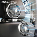 SEAMETAL Car USB Dual Head Fan 3 Speed 360 Degree Adjustable Backseat Breeze