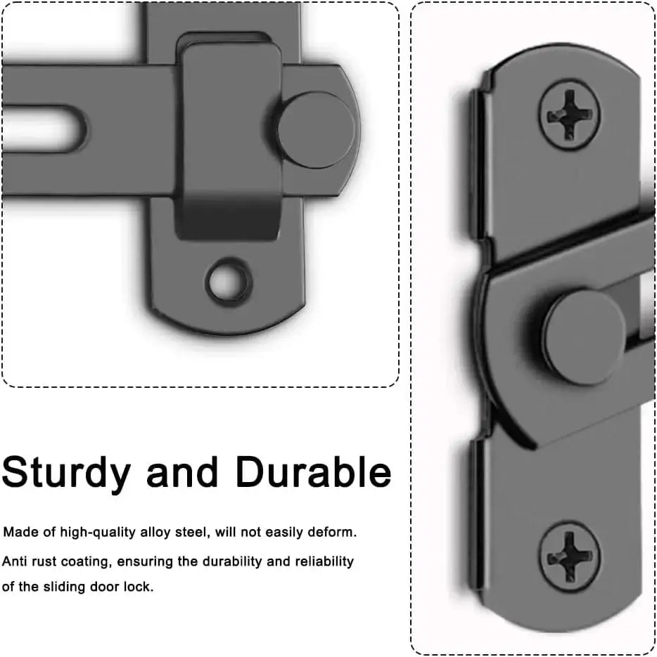 2 Pcs/Set Barn Door Lock, 180 Degree Flip Sliding Barn Door Lock, Barn Door Lock, Sliding Door, Pet Door, Garage, Bathroom, Window, Outdoor (Black)