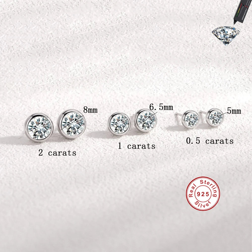 Round Moissanite Stud Earrings in Sterling Silver — product view 3