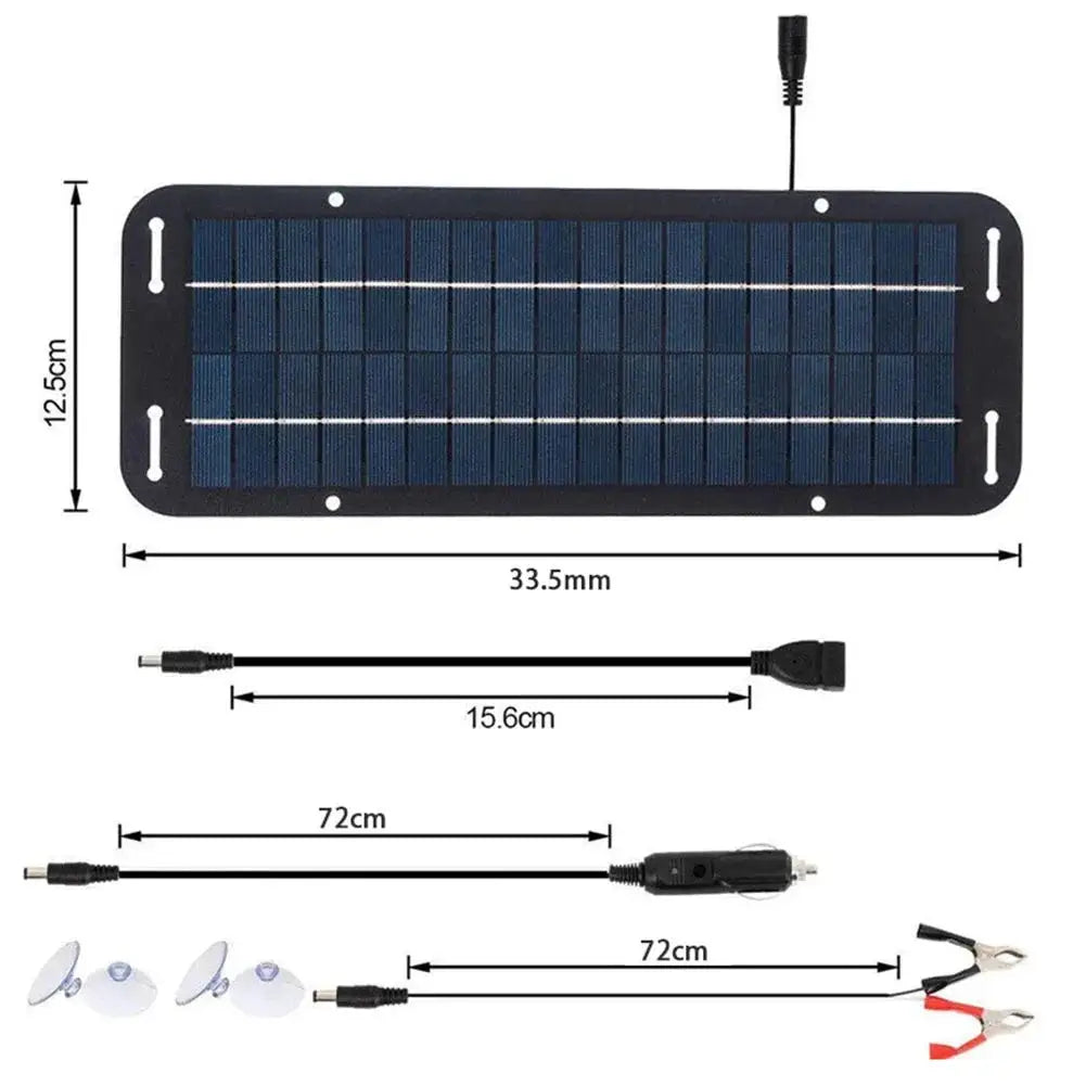 12V Monocrystalline Solar Panel Trickle Battery Charger, Portable Solar Power Maintainer Kit with 12V Output for Car, Van, Motor