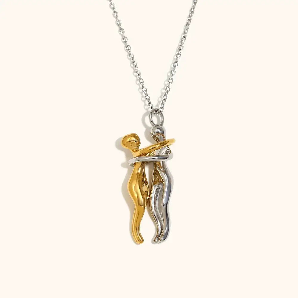 La Muses Mixed Color Couple Hug Pendant Necklace for Women