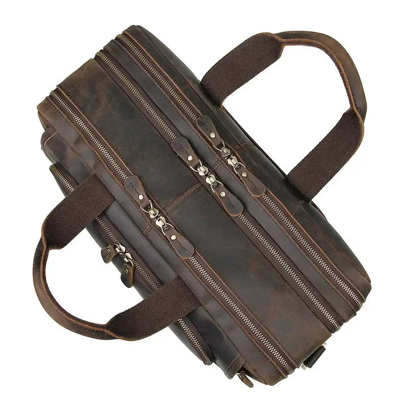 17.3 Inch Laptop Briefcase Leather Bag Retro Professional
