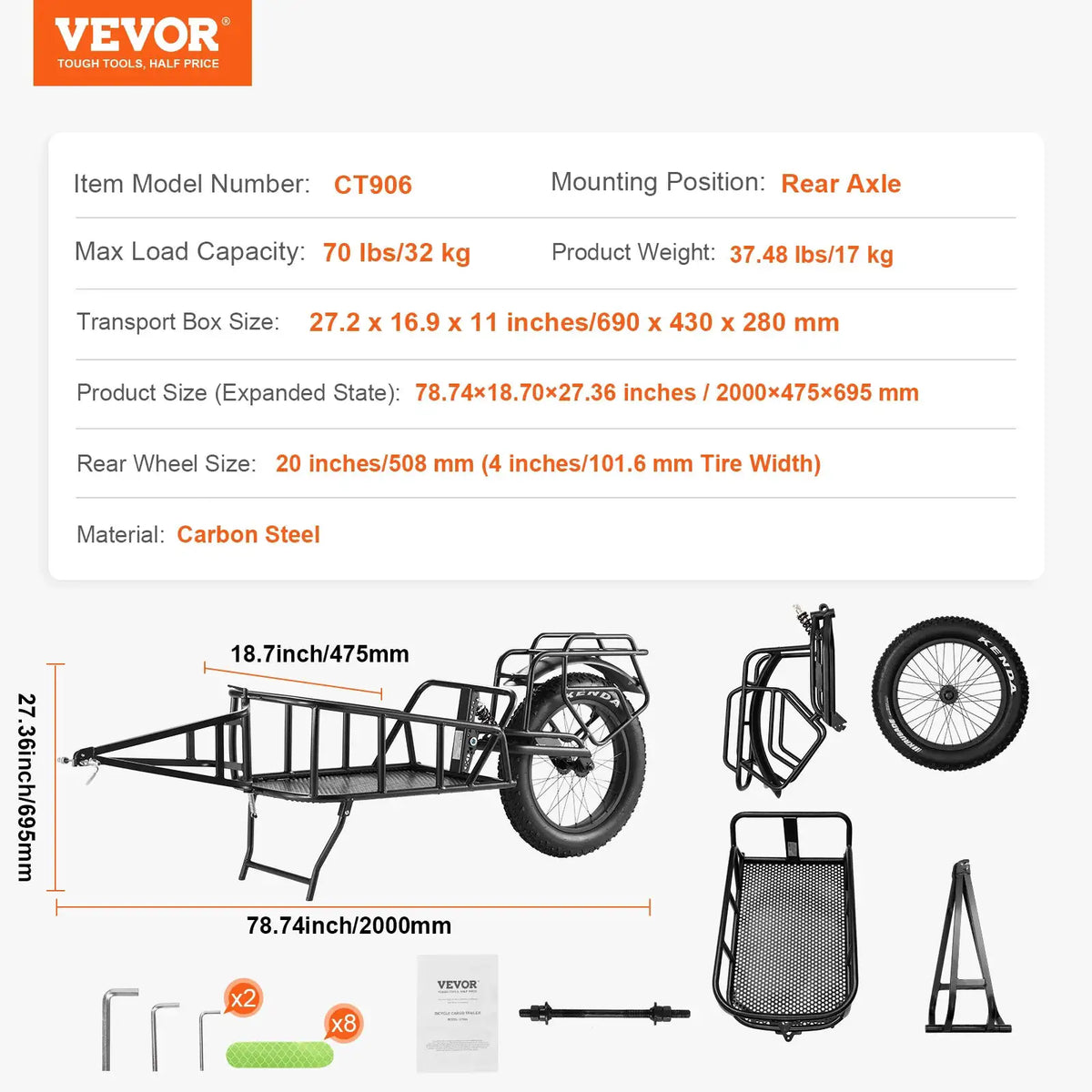 Heavy Duty Bike Cargo Trailer Lb — product view 7