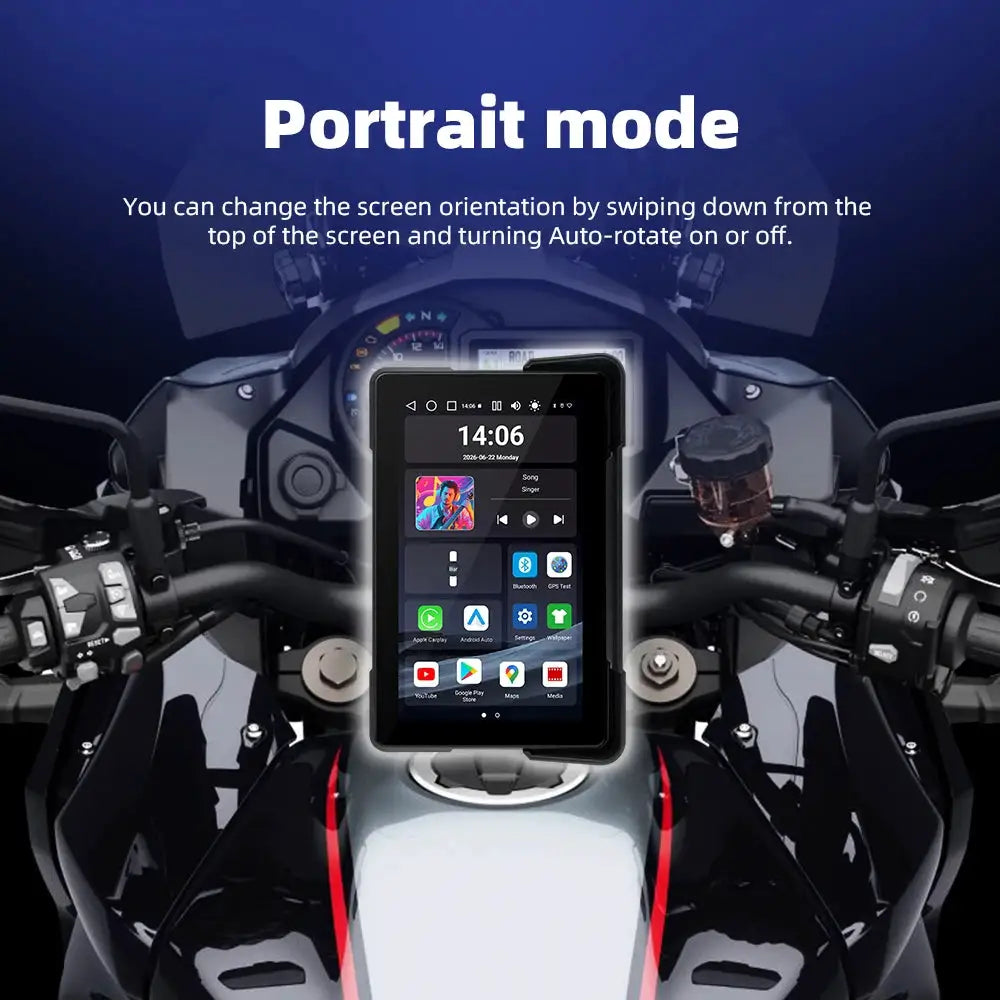 EKIY 7.0" Android 13.0 Wireless CarPlay Moto Android Auto Portable Digital Dashboard GPS Motorcycle Navigation Display Screen