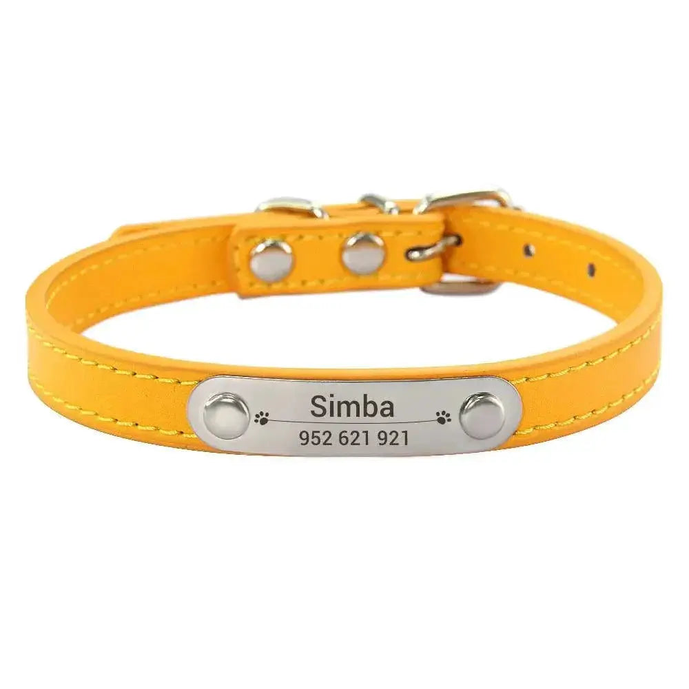 Engraved ID Pink Dog Collar for Pets — Yellow