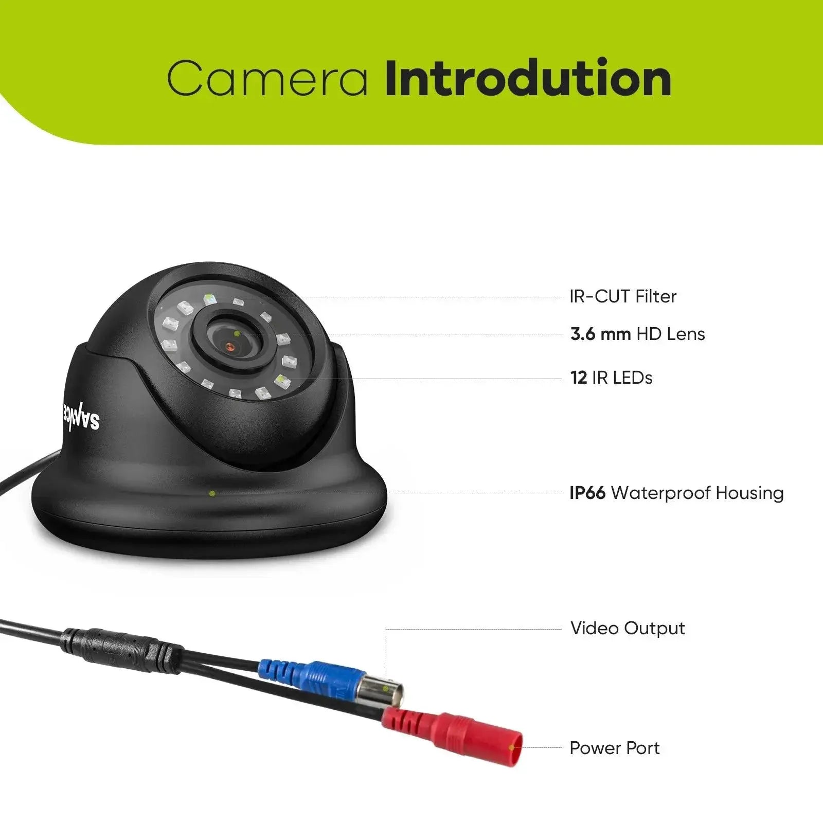 SANNCE 2Pcs AHD 1080P CCTV Security Cameras Set Black