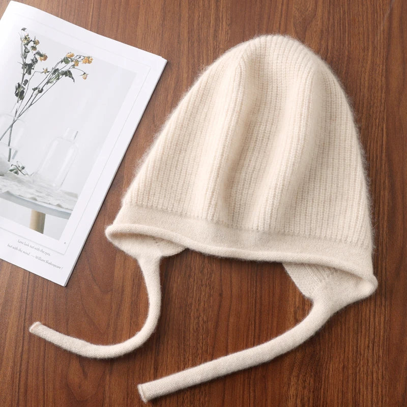 Wool Laceup Earflap Knit Hat