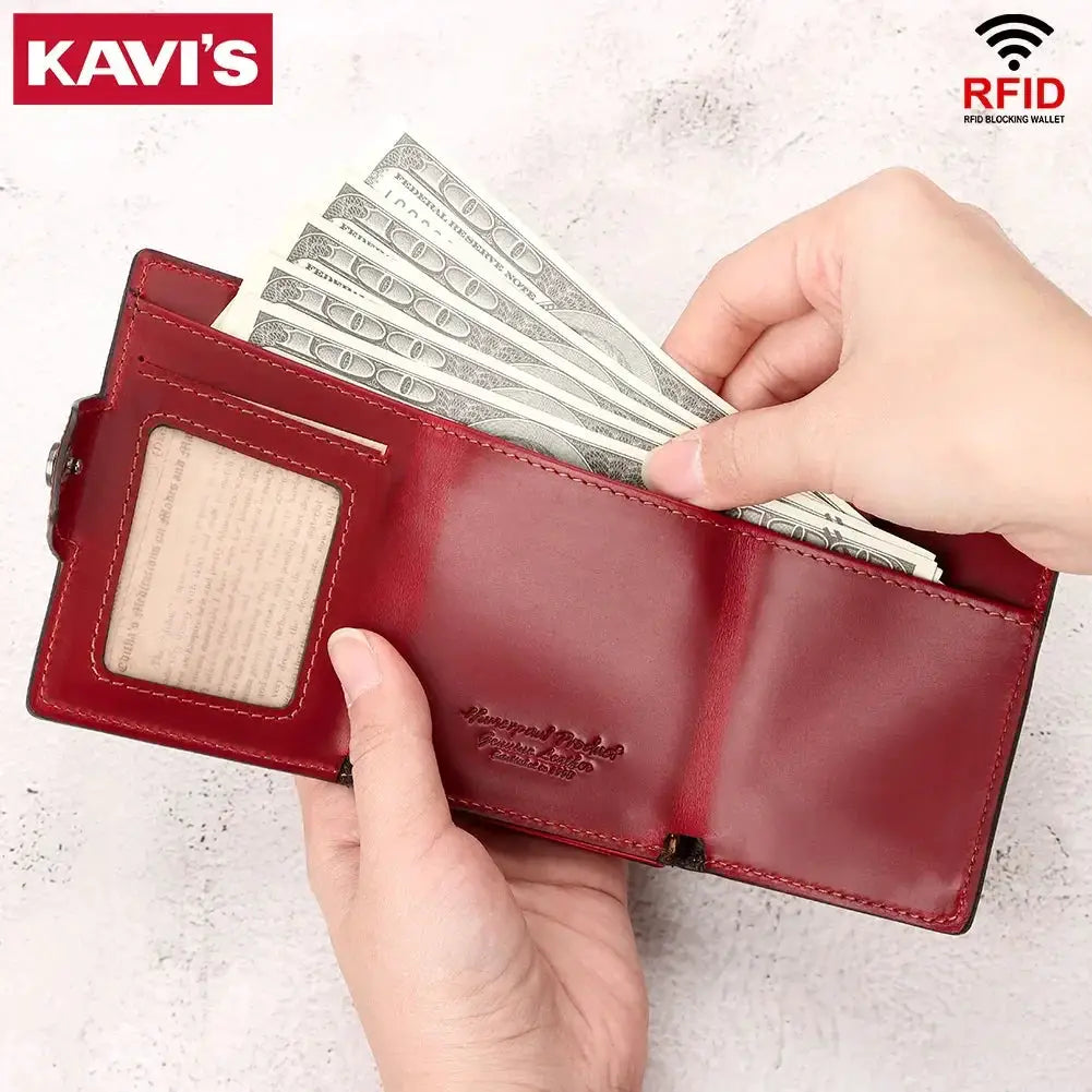 Anti Scan Magnet RFID Blocking Genuine Leather Card Wallet