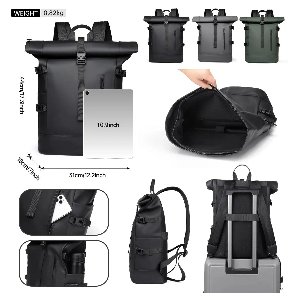 Backpack Men's Commuting Large Capacity Travel Bag 17.3inch Computer Bag Business Backpack College Student School Bag Pu Leather Meeting Business Travel Abroad