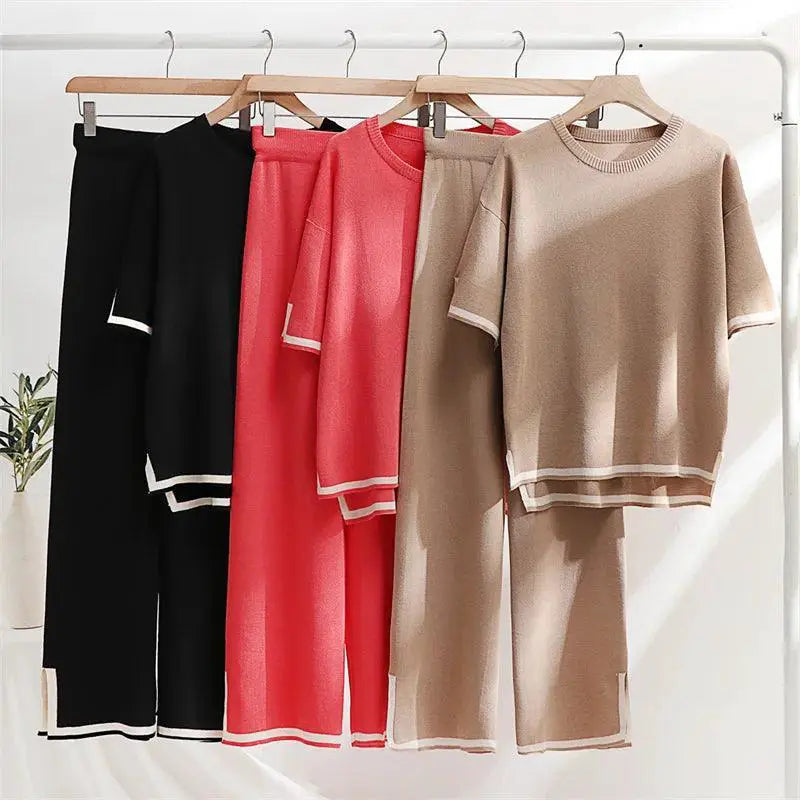 Ice Knit Pants Pajama Set Effortless Elegance Comfort