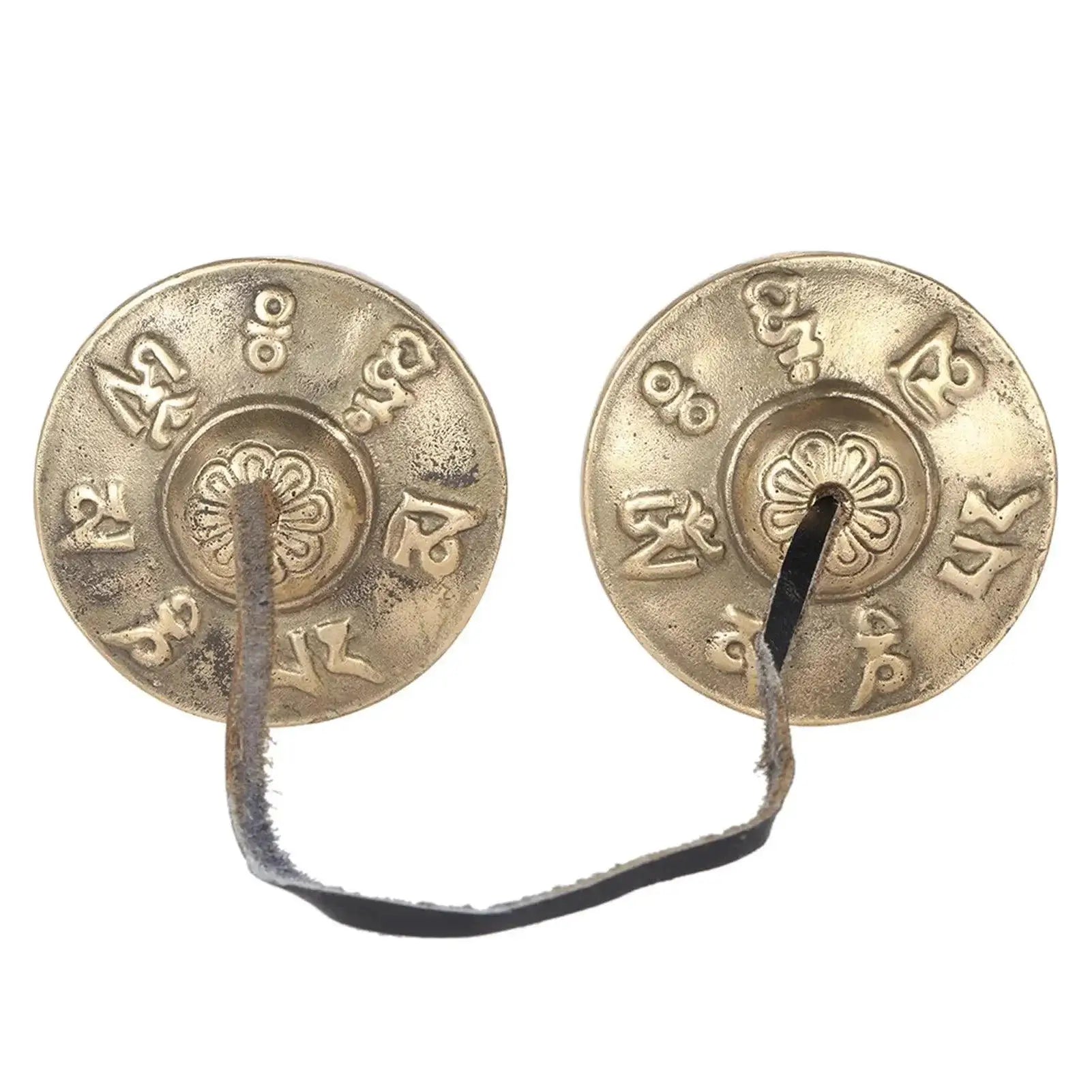 2.6in Handcrafted Tibetan Tingsha Cymbal Auspicious Symbols