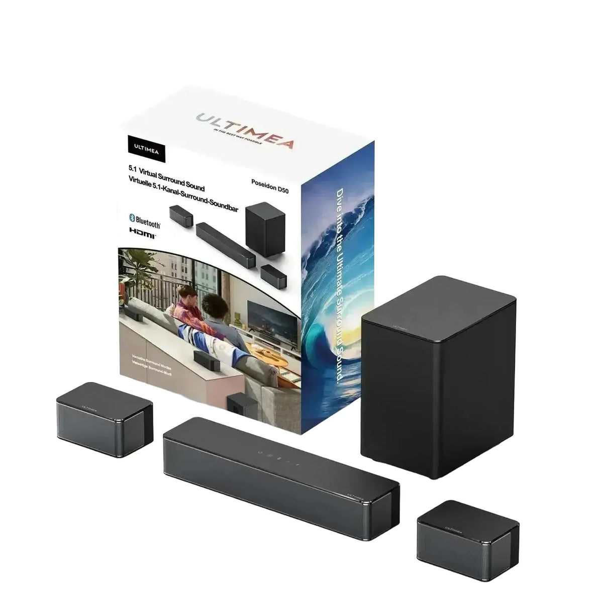 Ultimea 5.1 Surround Soundbar With Subwoofer And Speakers