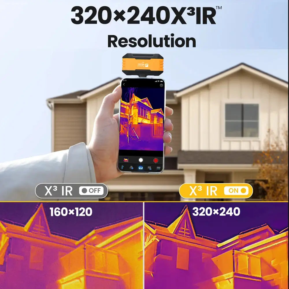 (iOS Android）P1 Thermal Camera 320*240 Razor Sharp Thermal Image 600℃ High Temp Range USB-C Infrared Thermal Imager for HVAC/ Building/ Electrical Inspection for iPhone and Android Smartphone 15x Digital Zoom 25Hz Thermal