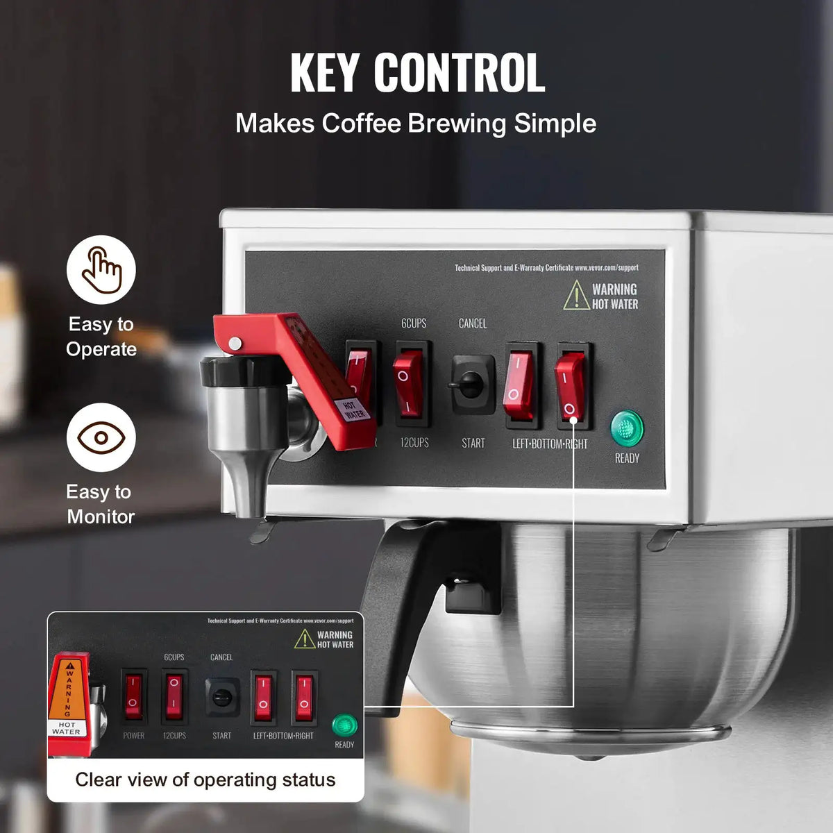 SucceBuy Commercial Drip Coffee Maker w/ Carafes Plates Stainless — product view 4
