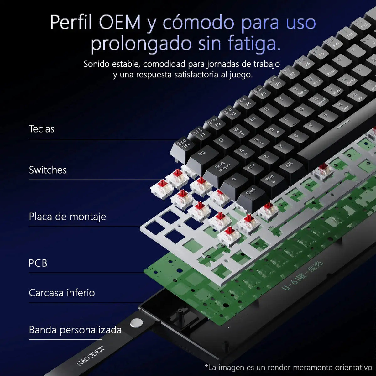 AJAZZ NK61 Wired Mechanical Gaming Keyboard, supports full-key hot-swapping, suitable for both office work and gaming