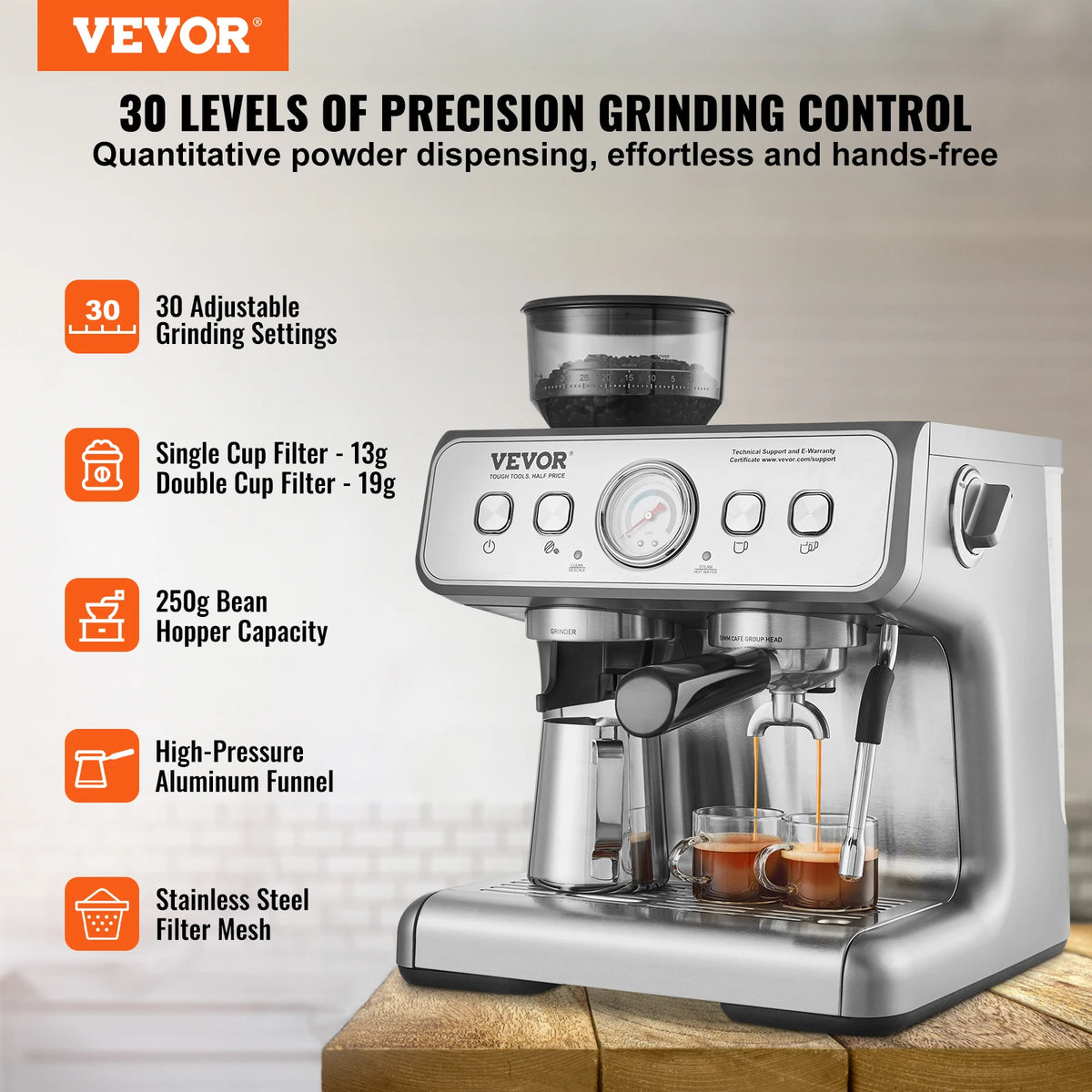 SucceBuy Espresso Machine with Grinder Semi-Automatic — product view 2
