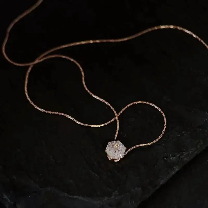 Anenjery 316L Stainless Steel Zircon Thin Clavicle Necklace