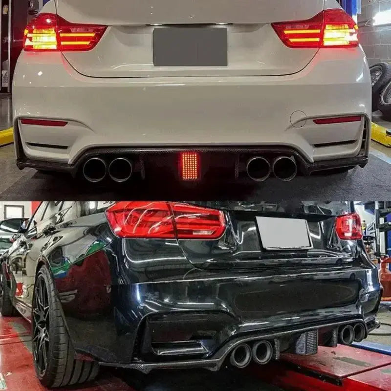 Carbon Fiber Look Rear Diffuser Lip With Light For BMW M3 M4