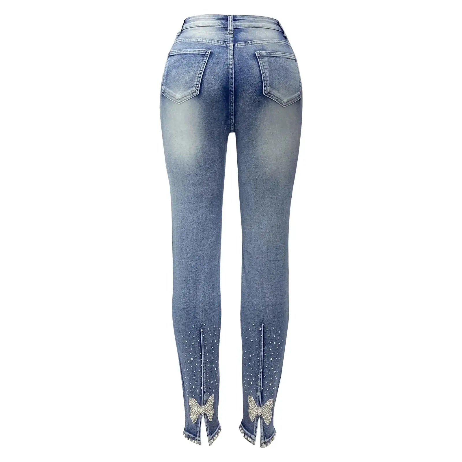 Women's High Waist Vintage Denim Jeans Pencil Pants