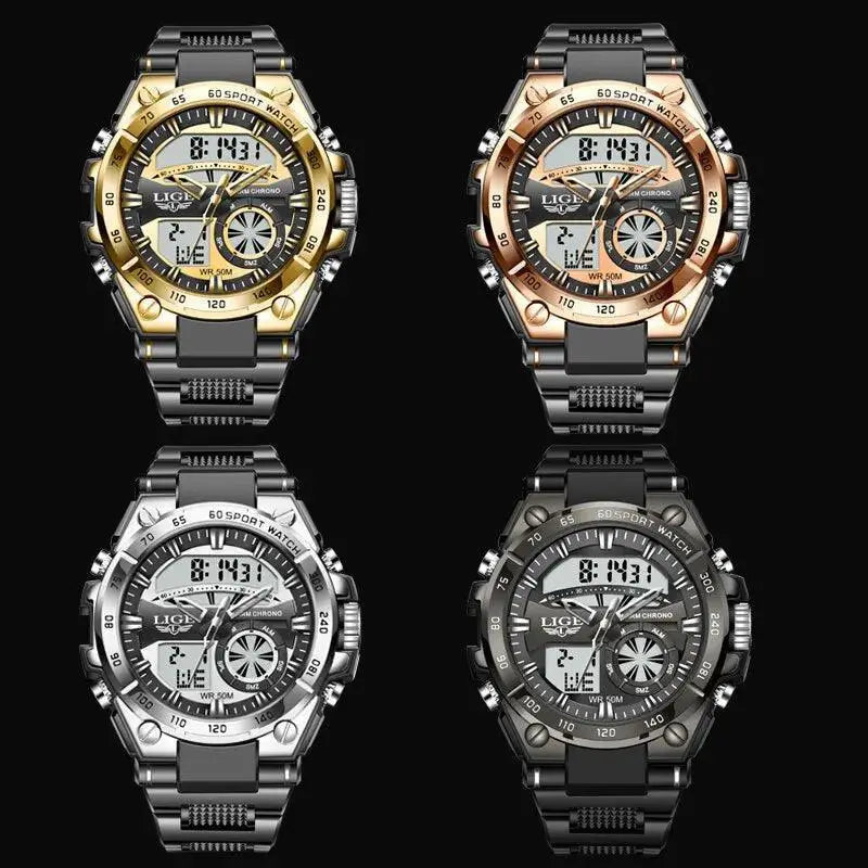 Mens Dual Display Chronograph Sport Watch Luxury Timepiece