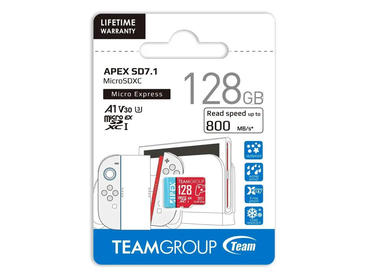 Team 128GB APEX SD7.1 Ultra-Fast microSDXC UHS-I/U3 Memory Card, compatible with Nintendo-Switch, Steam Deck, and ROG Ally, Speed Up to 800MB/s (TAPMSDE128GIV30A102)