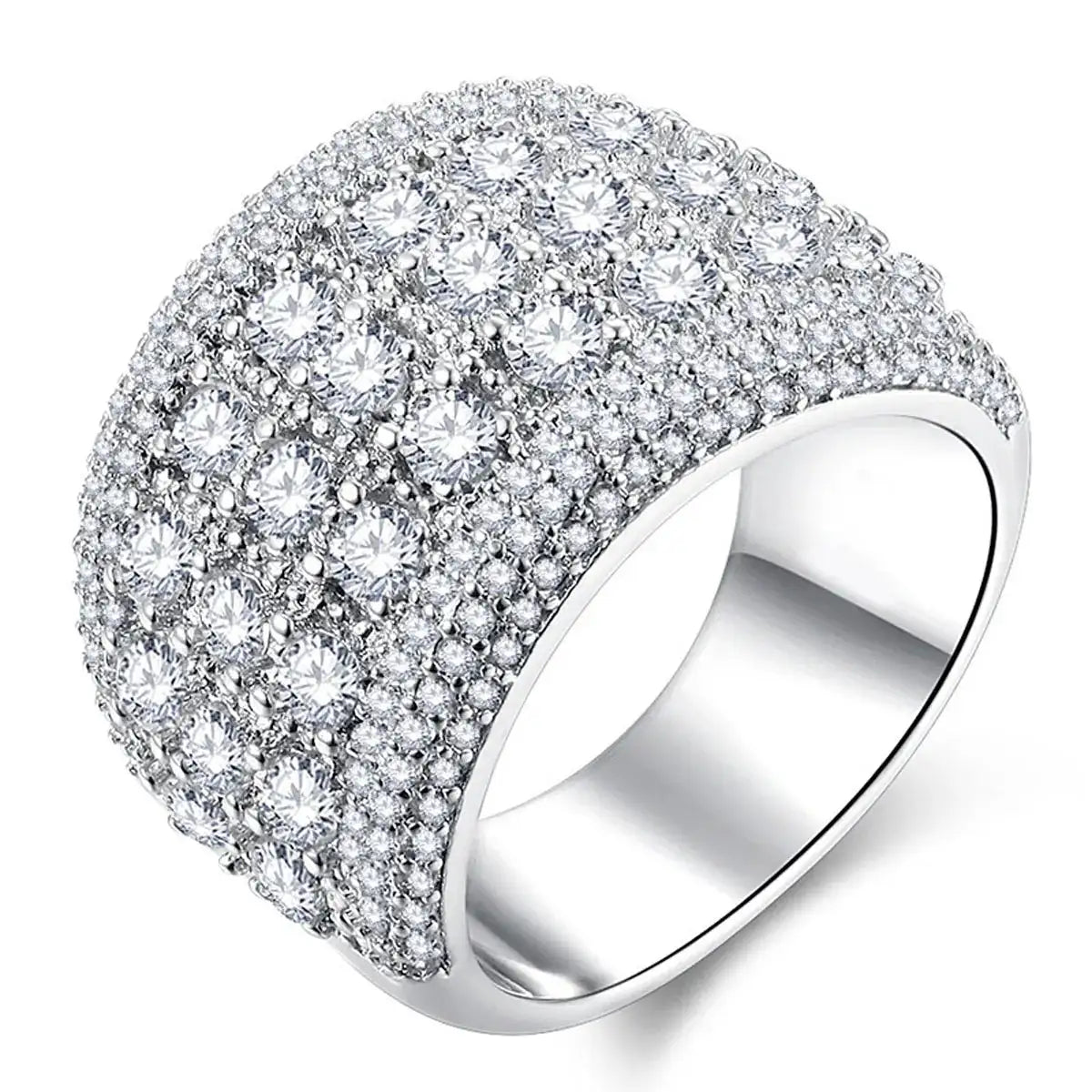 Elegant Platinum Zircon Cocktail Ring — product image 5