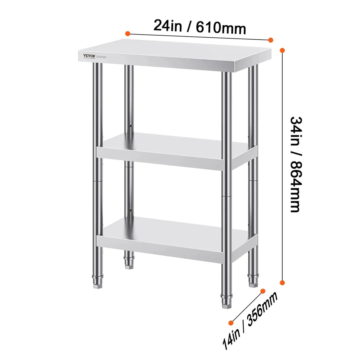 SucceBuy Stainless Steel Food Prep Table Commercial Kitchen — product view 10