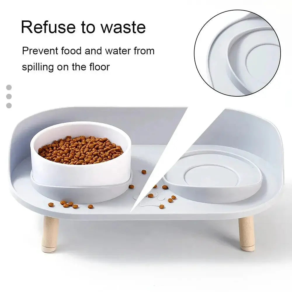 Adjustable Cat Double Bowls Feeder For Healthy Eating