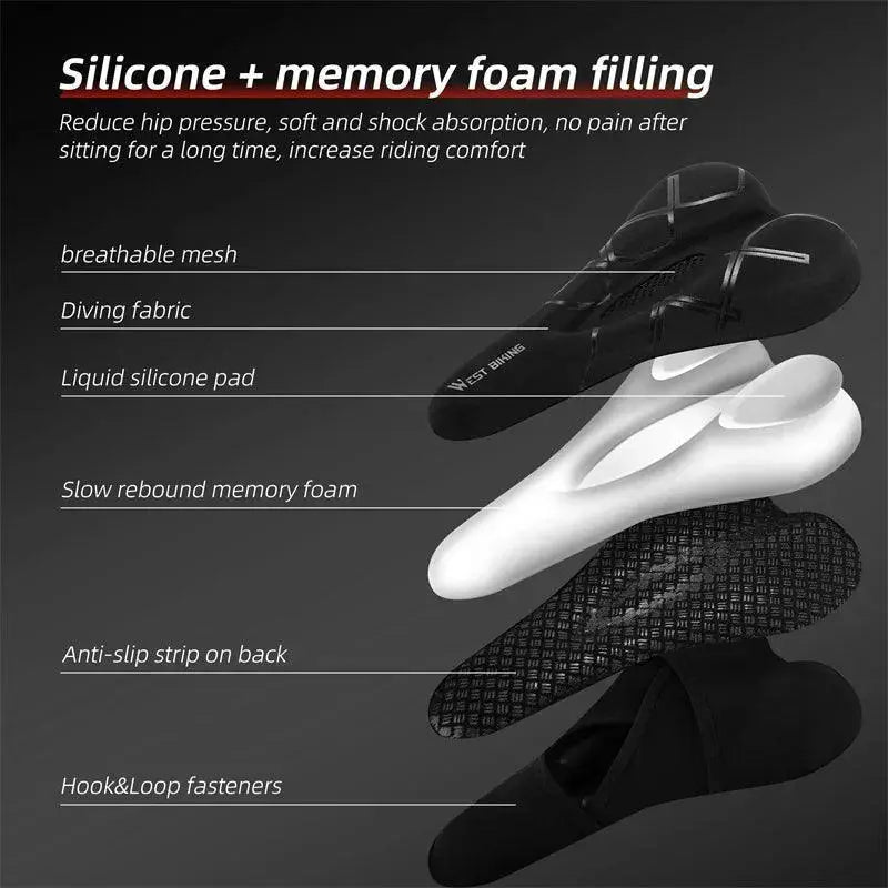Gel Bicycle Saddle Cover With Memory Foam For Comfort