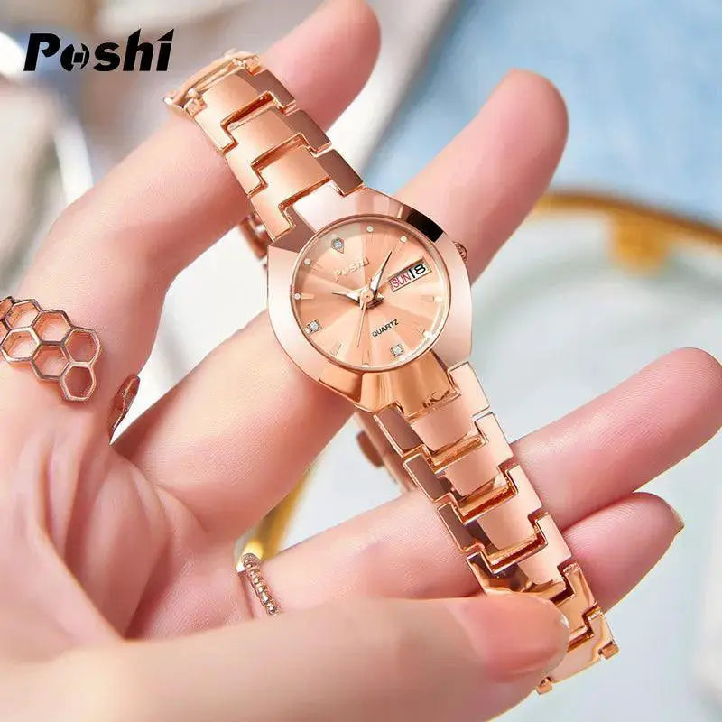 Poshi Women's Swiss Stainless Steel Watch With Date Display