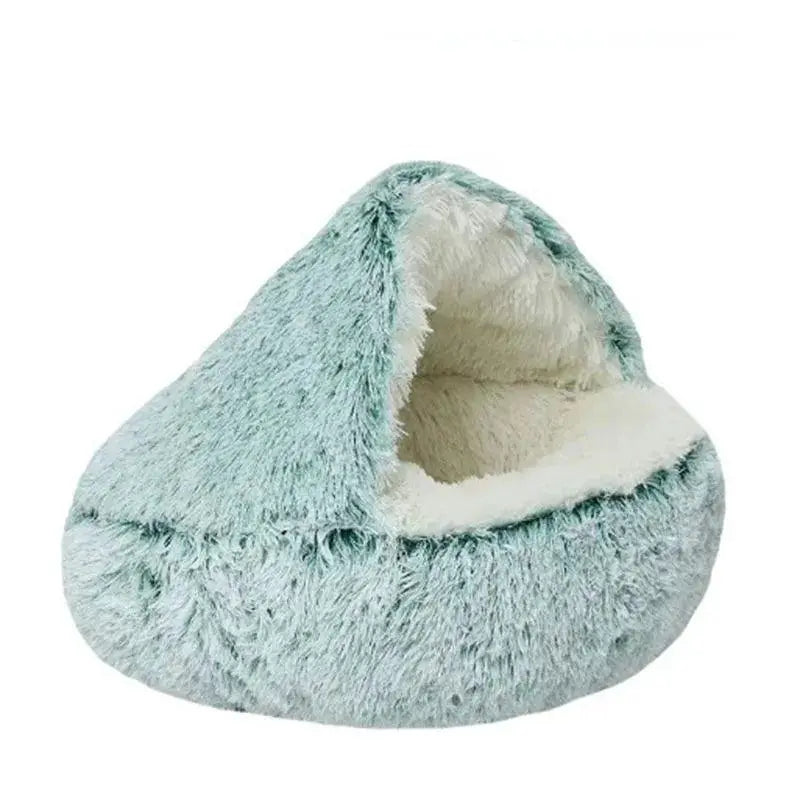 Round Plush Cat Bed Cozy Sleeping Bag For Small Pets