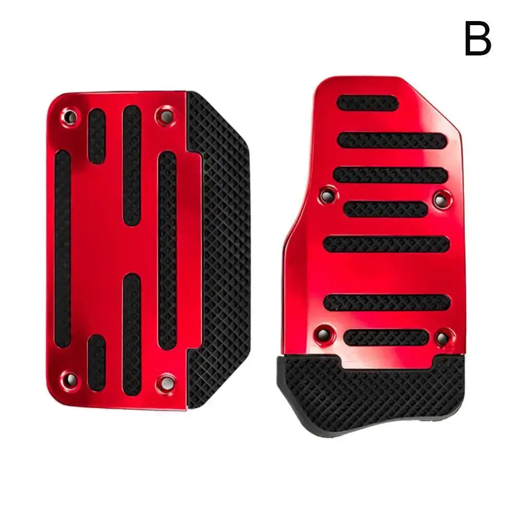 Universal Automatic Transmission Car Pedal Cover Brake Fuel Gas Foot Pad Set Kit Pedals Red Silver Non-Slip Tools Aluminum alloy