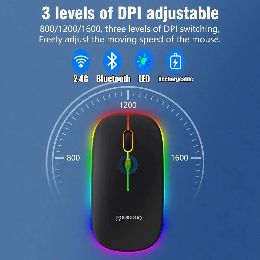Rainbow Backlit Wireless Keyboard and Mouse Set Portable