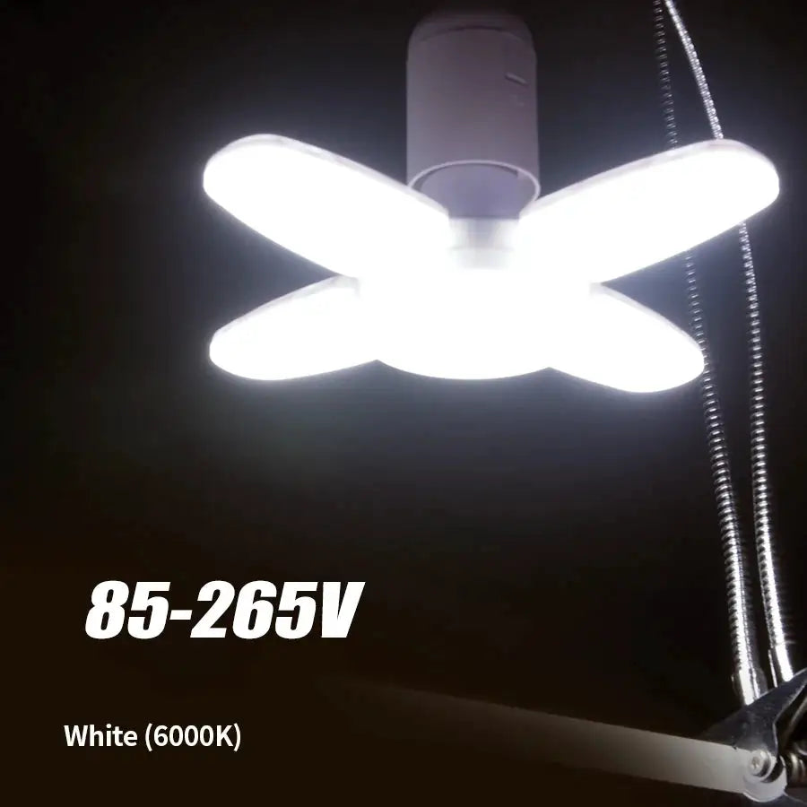 E27 Foldable Fan Shape LED Bulb Lamp 220V/85V-265V LEDs Light Bulbs For Home Ceiling Lamp Warehouse Garage White Light 6500K