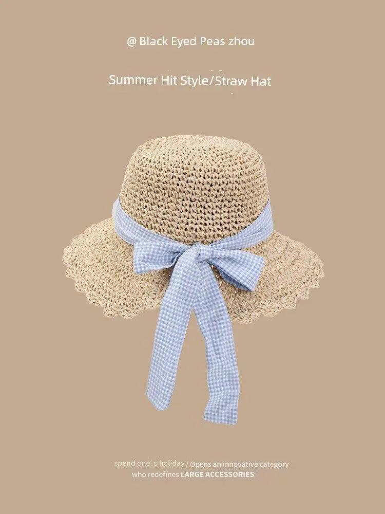 Straw Hat Japanese Style Hand Woven Womens Summer Lace