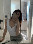 Tank Top for Women Ribbed Button Down Sleeveless Blouse